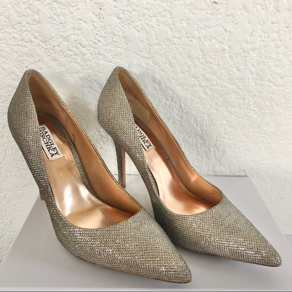 BADGLEY MISCHKA SPARKLY POINTED TOE STILLETOS - Picture 3 of 7